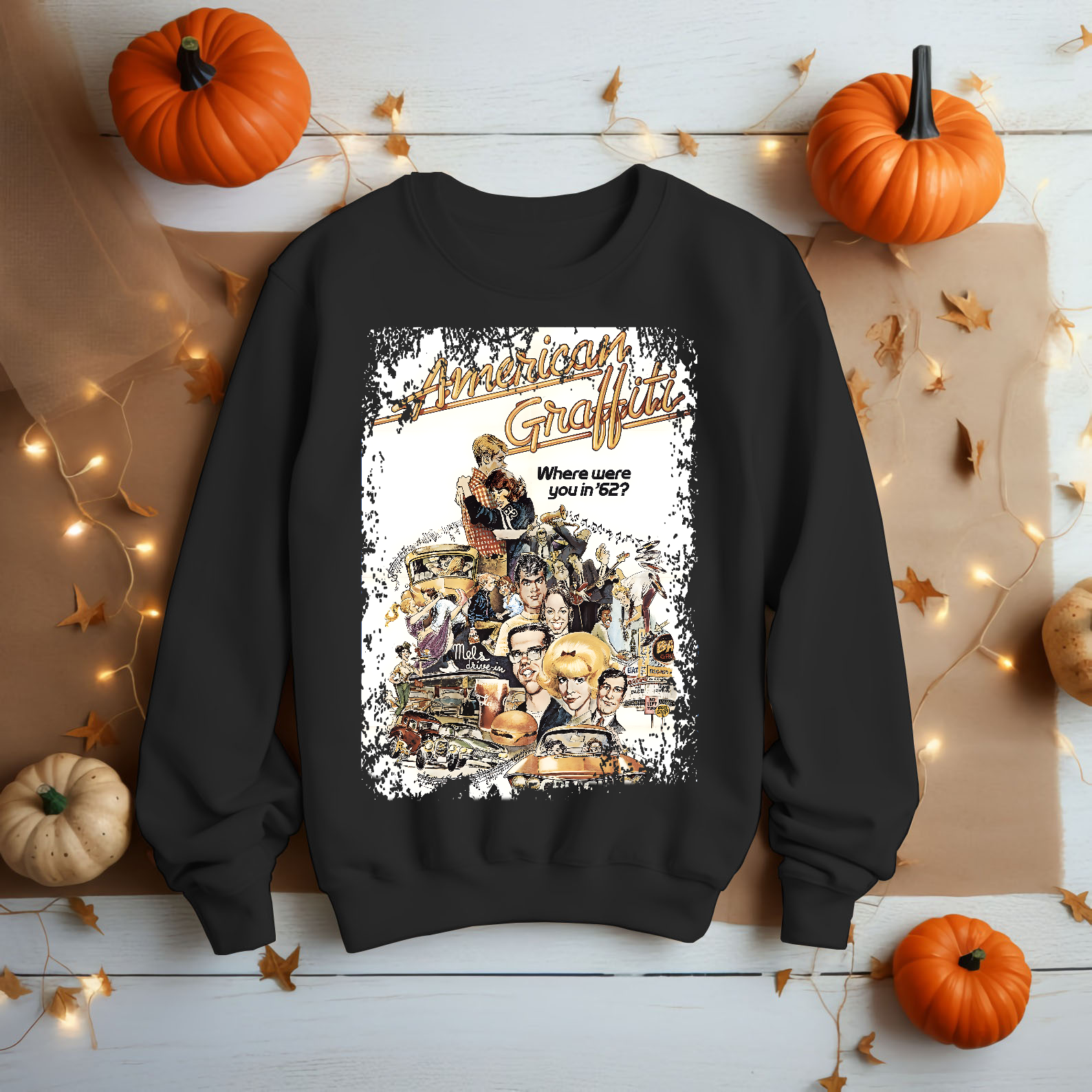 American Graffiti - Movie Poster Inspired Unisex Black T-Shirt - HQ3