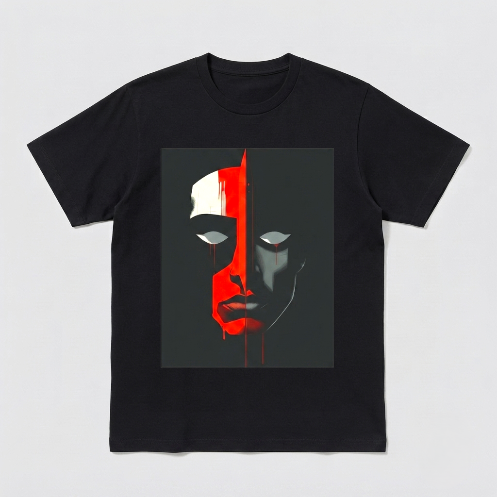 Surreal ART PORTRAIT original Shirt Acid Washed Round Neck Tee shirt