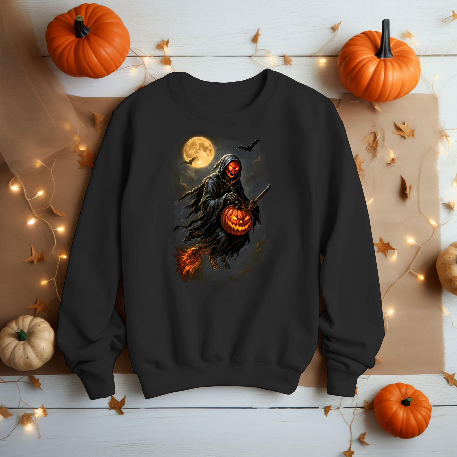 Inspired by Pumpkin Reaper Witch Dark Horror Art Unisex Black Shirt