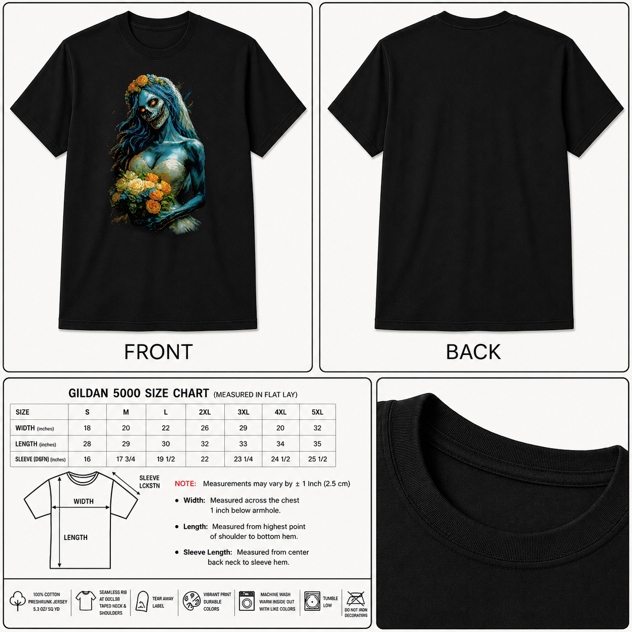 Inspired by Corpse Bride – Zombie Bride Dark Art Unisex Black Shirt