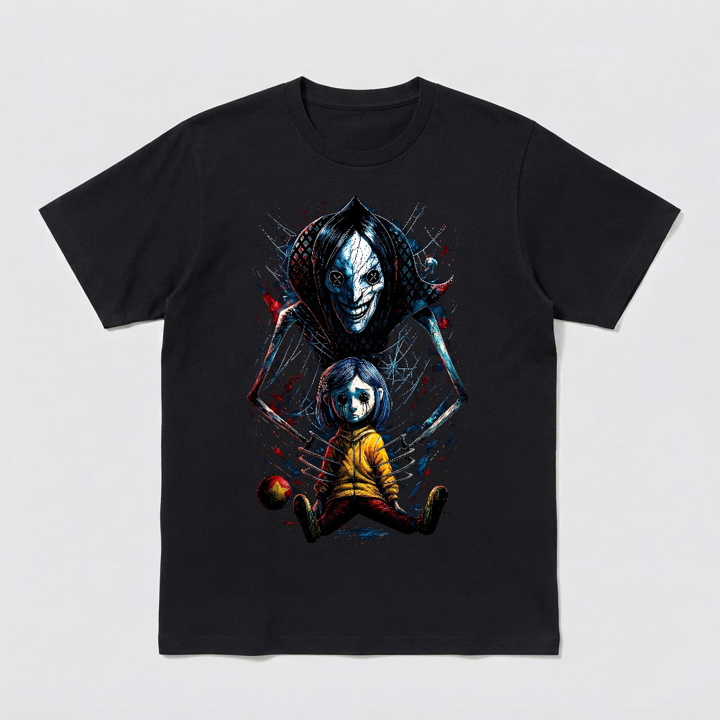 Inspired by Coraline Dark Horror Art Unisex Black Shirt