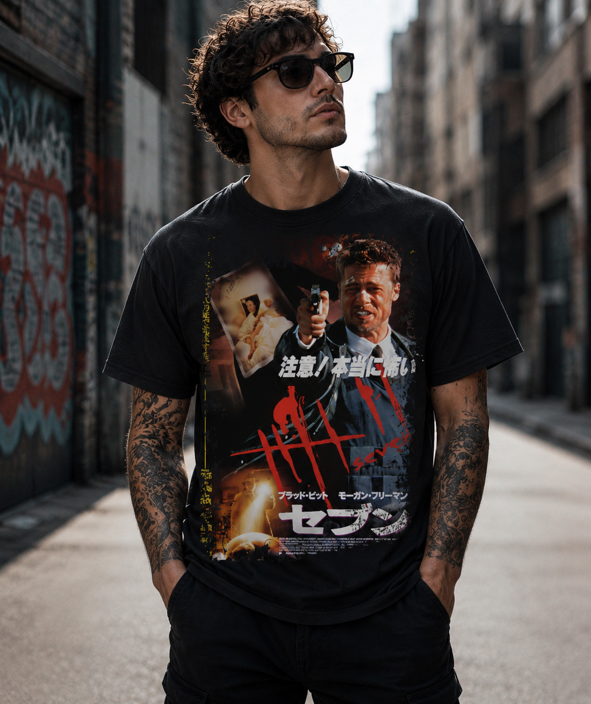 Seven - Japanese Movie Poster Inspired Unisex Black Shirt