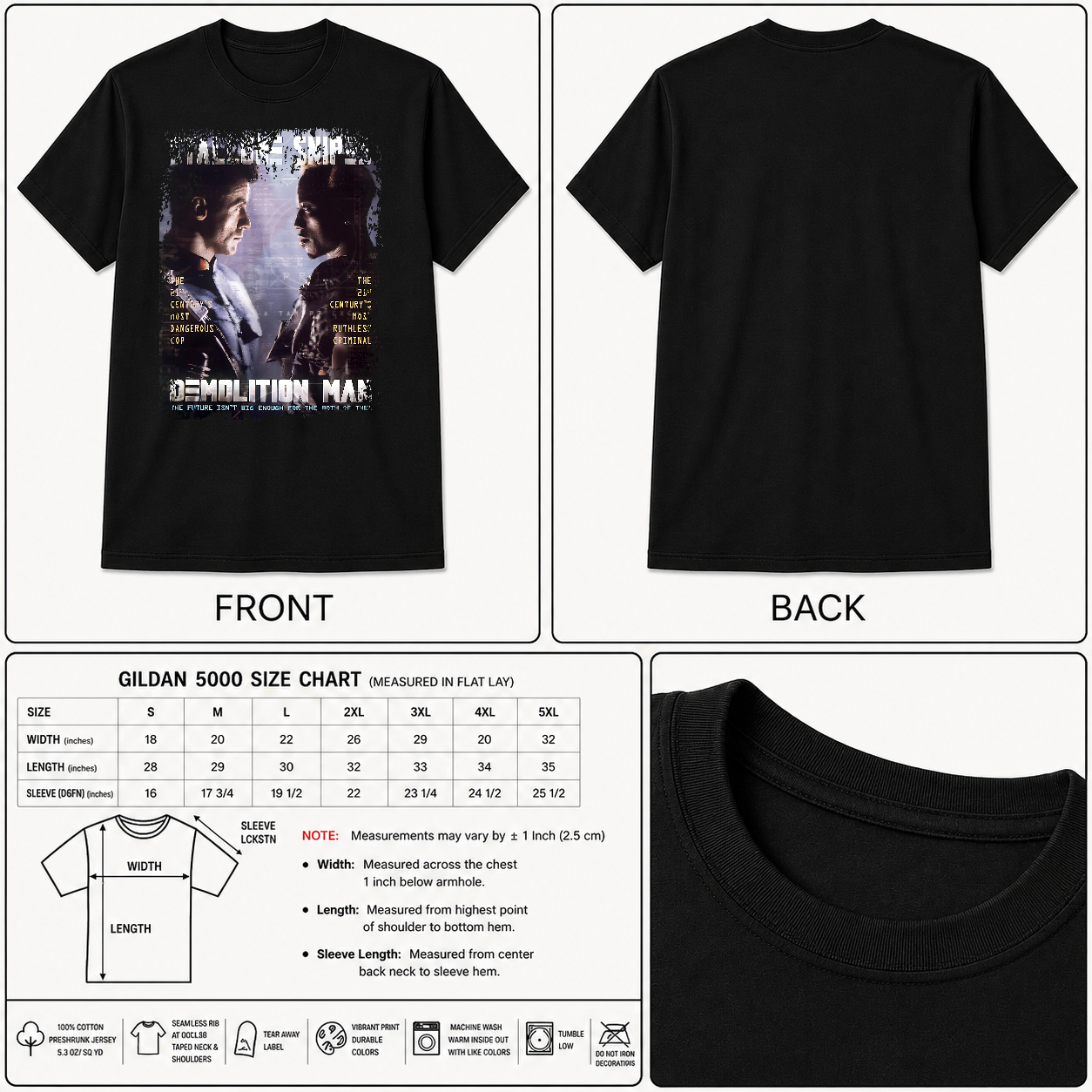 Demolition Man - Movie Poster Inspired Unisex Black T-Shirt - HQ