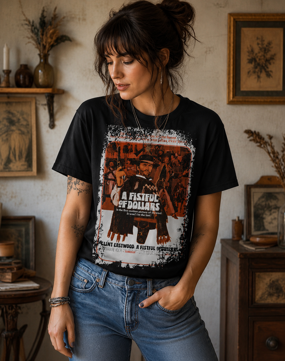 A Fistful of Dollars - Western Movie Poster Inspired Unisex Black Shirt