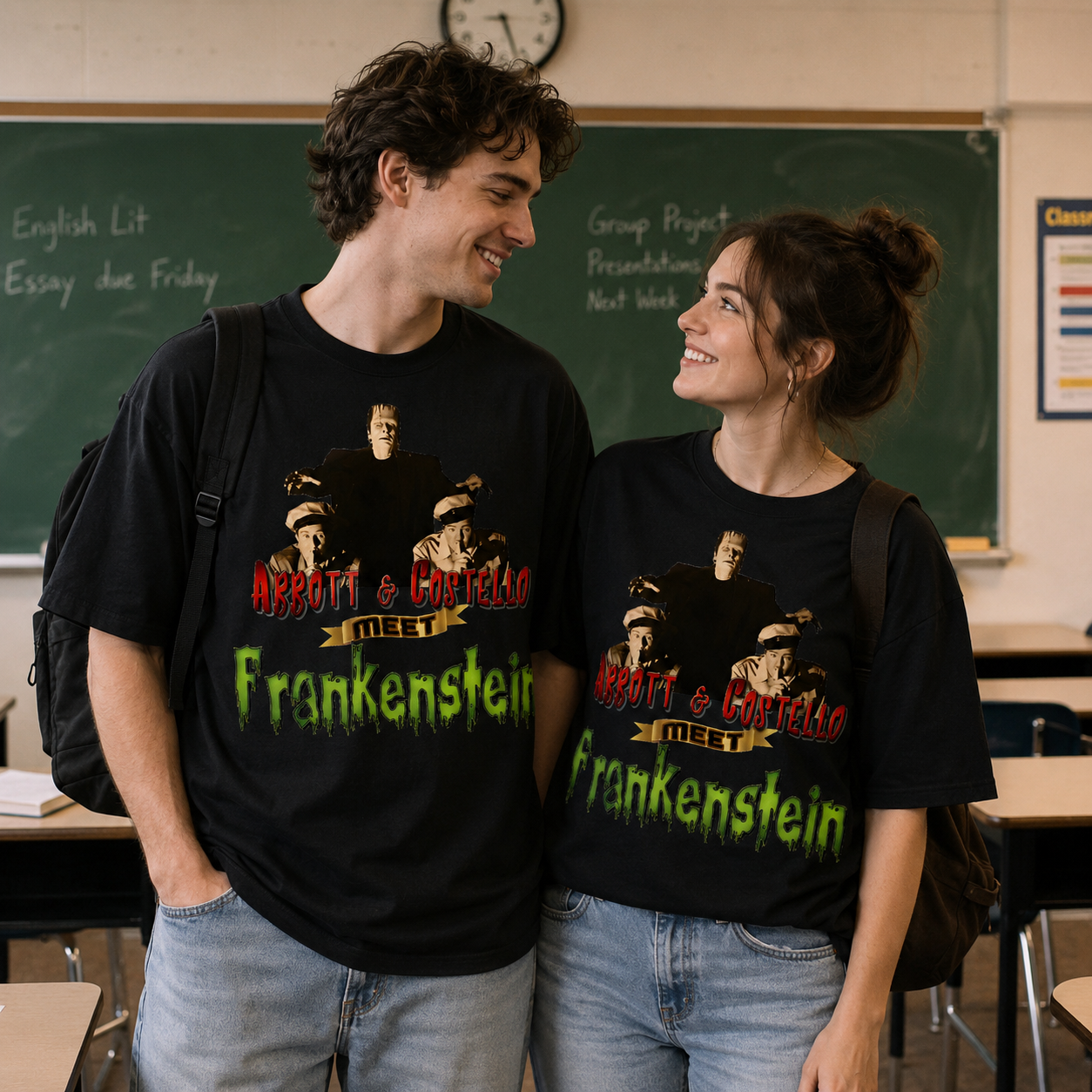Abbott And Costello Meet Frankenstein Classic Horror Comedy Shirt