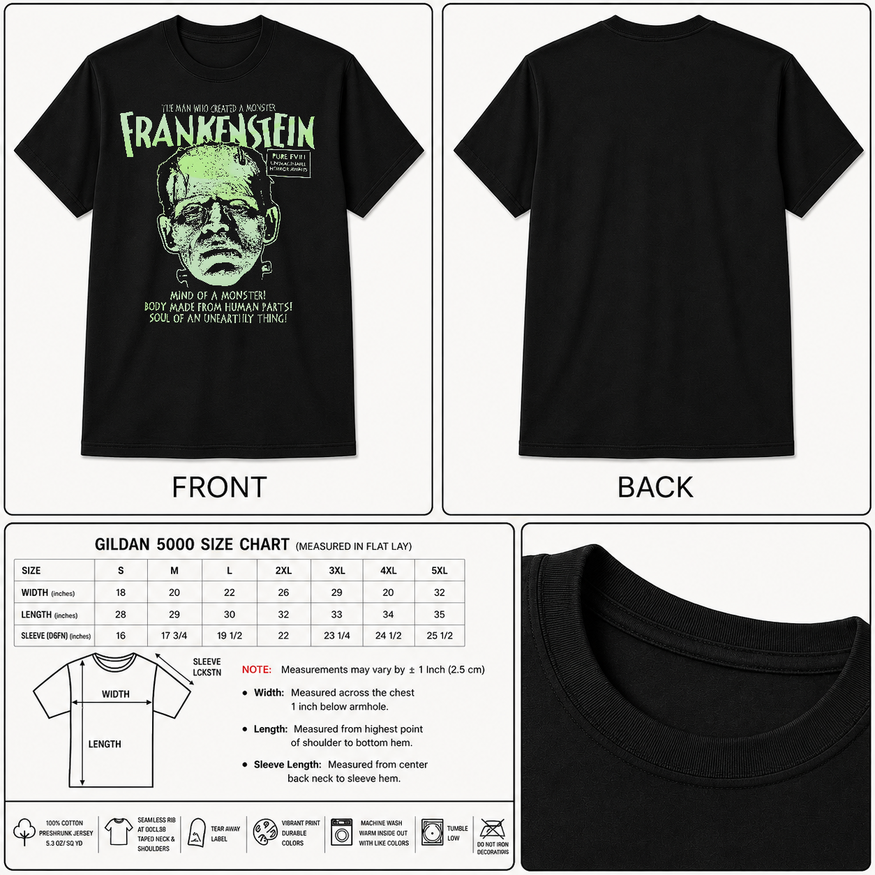 Frankenstein Monsters Glow in The Dark Face Shirt - HQ