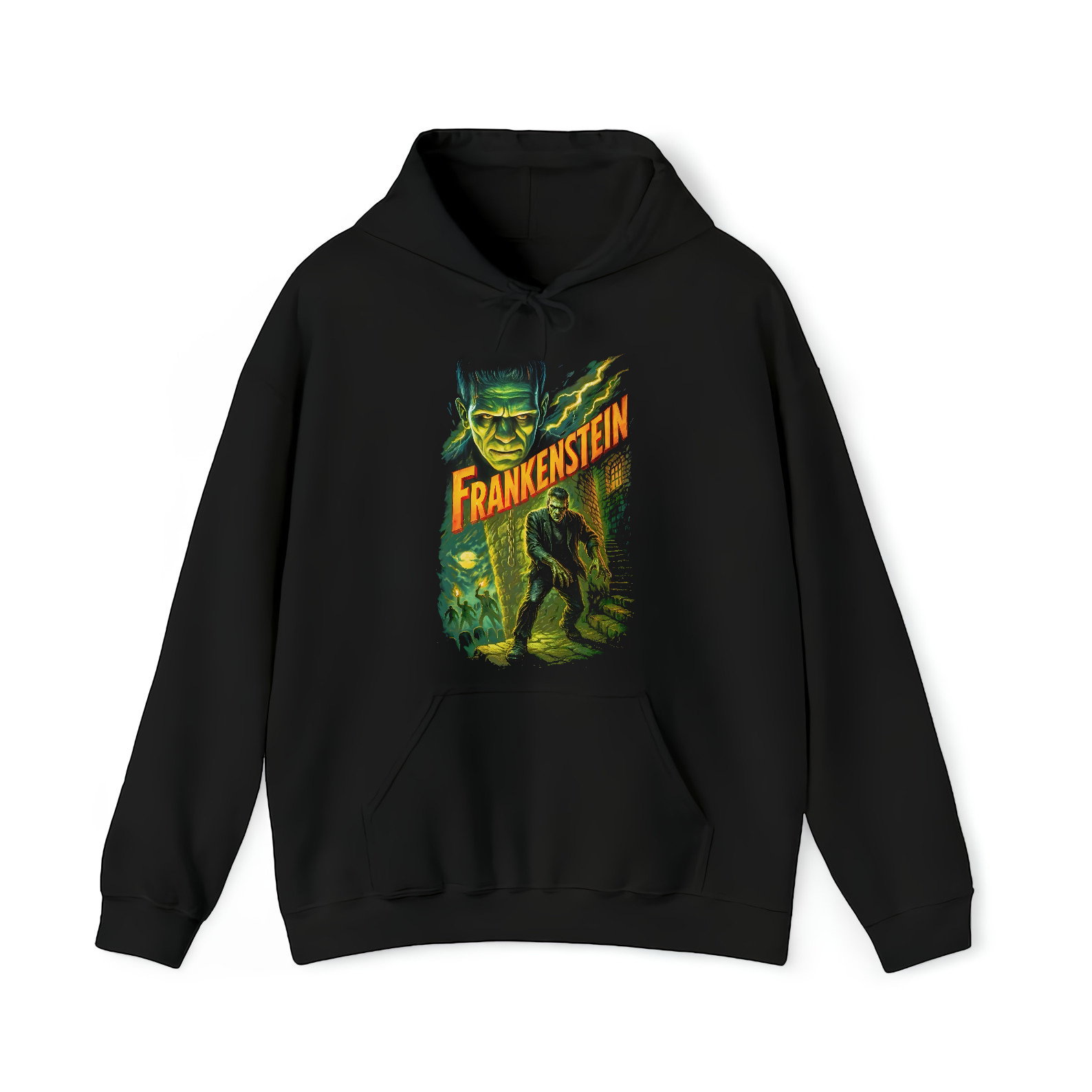 Evil Horror Frankenstein Style Printed Unisex Black Shirt