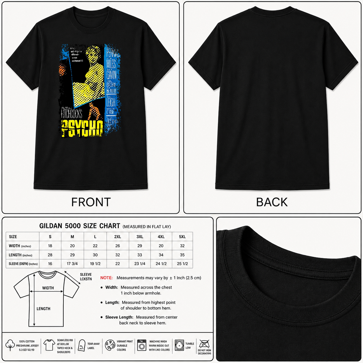 Psycho - Movie Poster Inspired Unisex Black Shirt