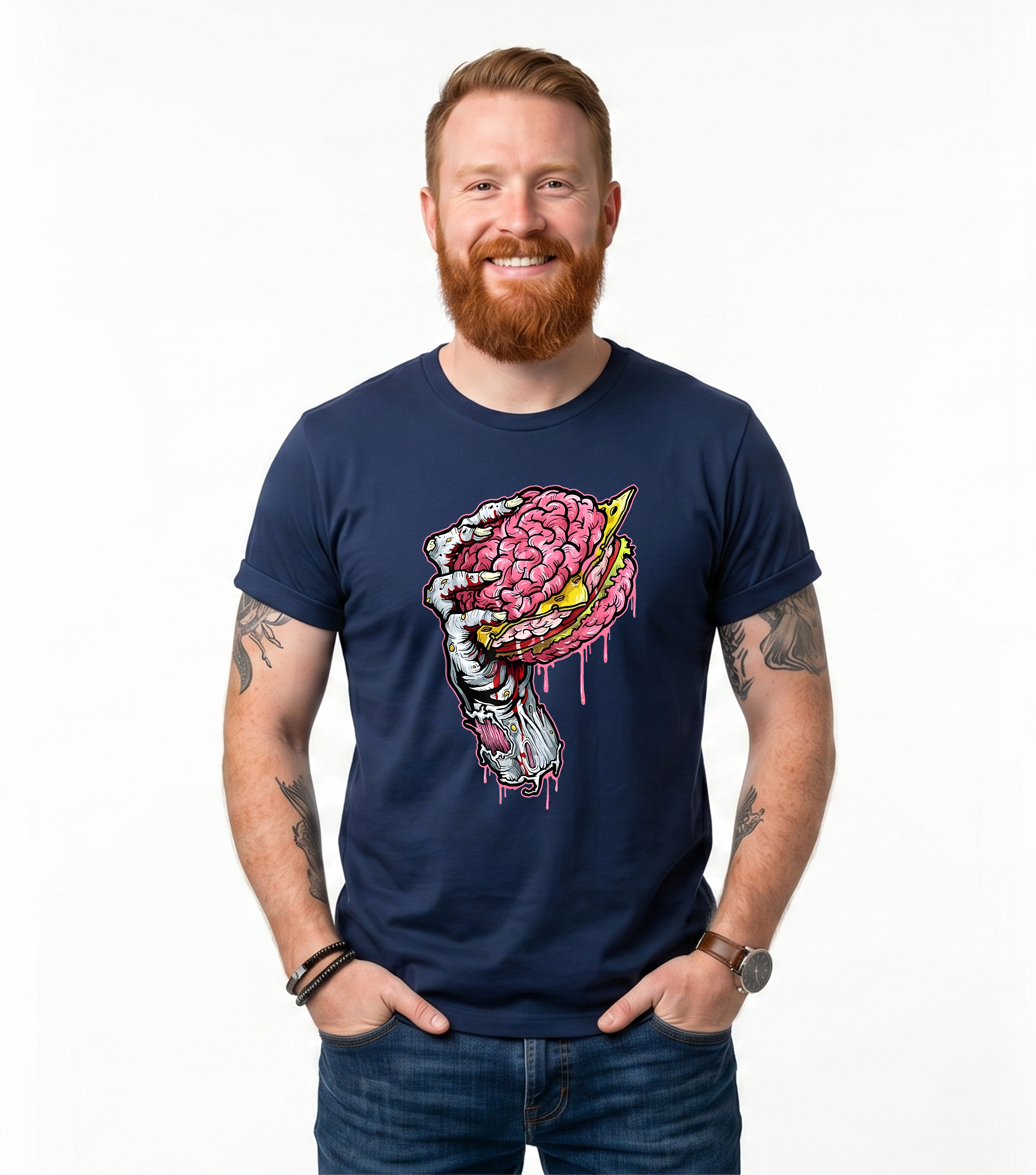 Zombie Brain Hamburger Halloween Horror Humor T-Shirt-TH82093