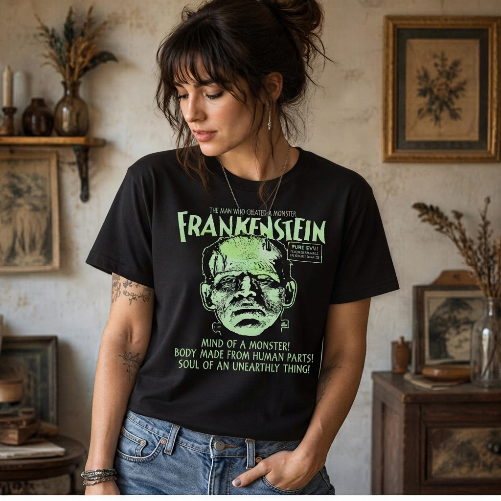 Frankenstein Monsters Glow in The Dark Face Shirt - HQ