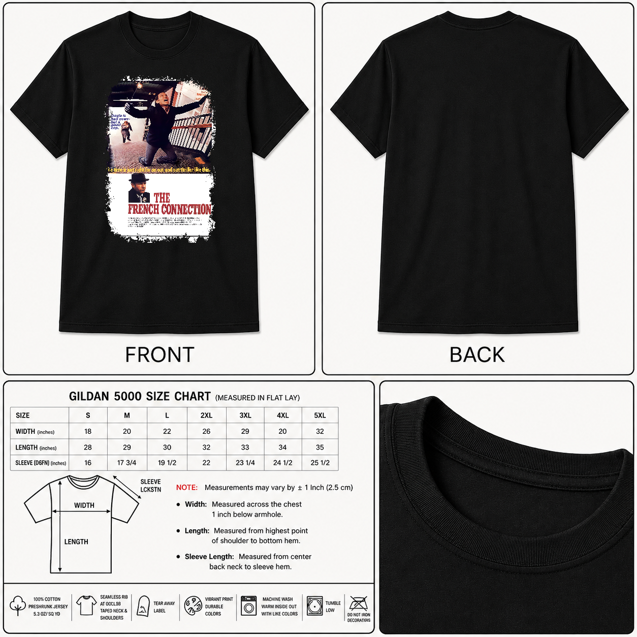 The French Connection - Movie Poster Inspired Unisex Black Shirt
