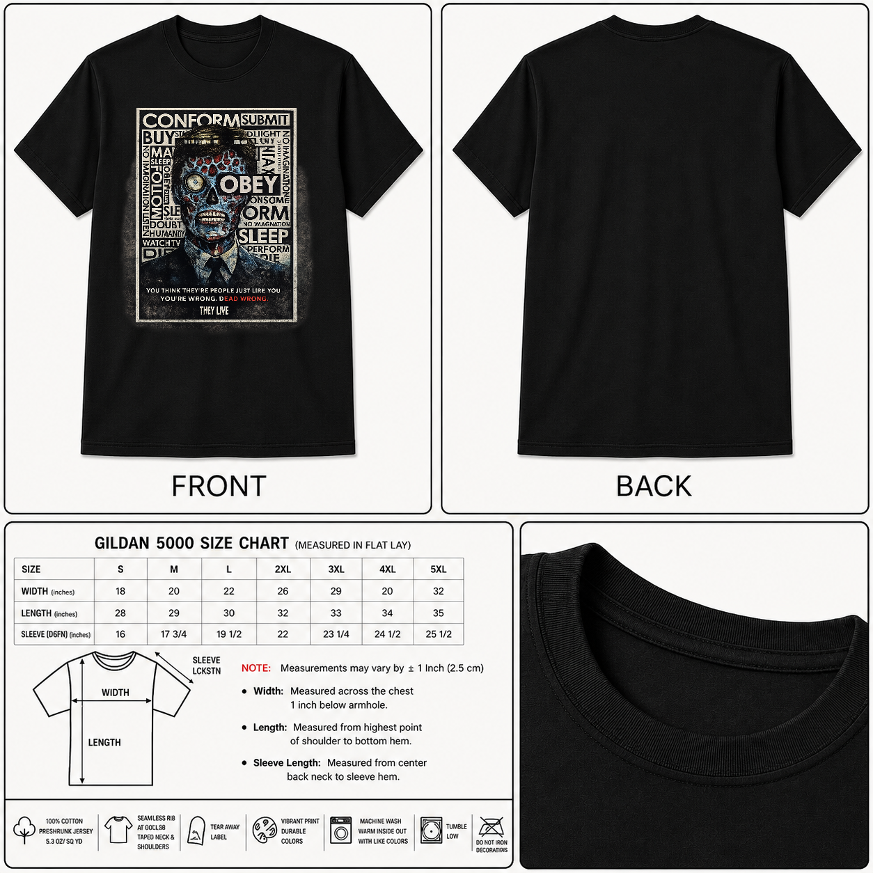 They Live Shirt Glitch Unisex Retro Vintage 80s Movie Horror Sci Fi - HQ