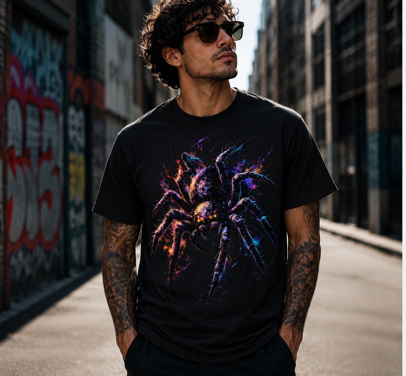 Cosmic Tarantula Giant Spider Unisex Black Shirt