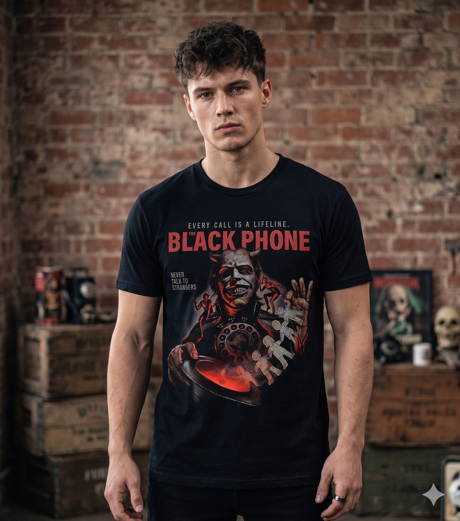 The Black Phone Never Talk To Strangers Horror Movie T-shirt Black S-3XL-TH82010