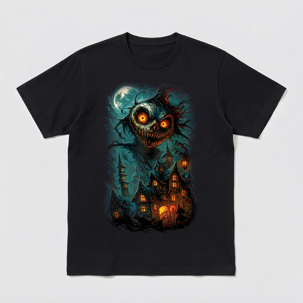 Haunted Mansion Demon Skull Monster Dark Horror Art Unisex Black Shirt