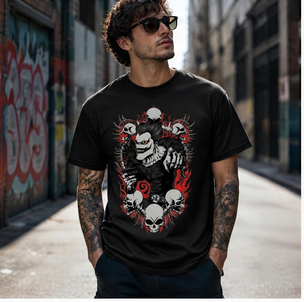 Death Note Shirt Anime Ryuk Light Yagami Graphic Gift Unisex
