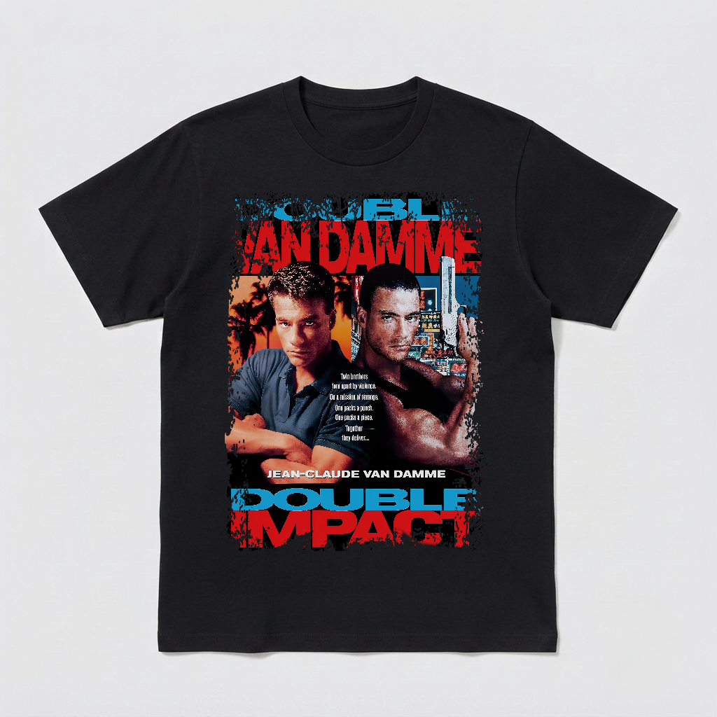 Double Impact - Movie Poster Inspired Unisex Black T-Shirt - HQ