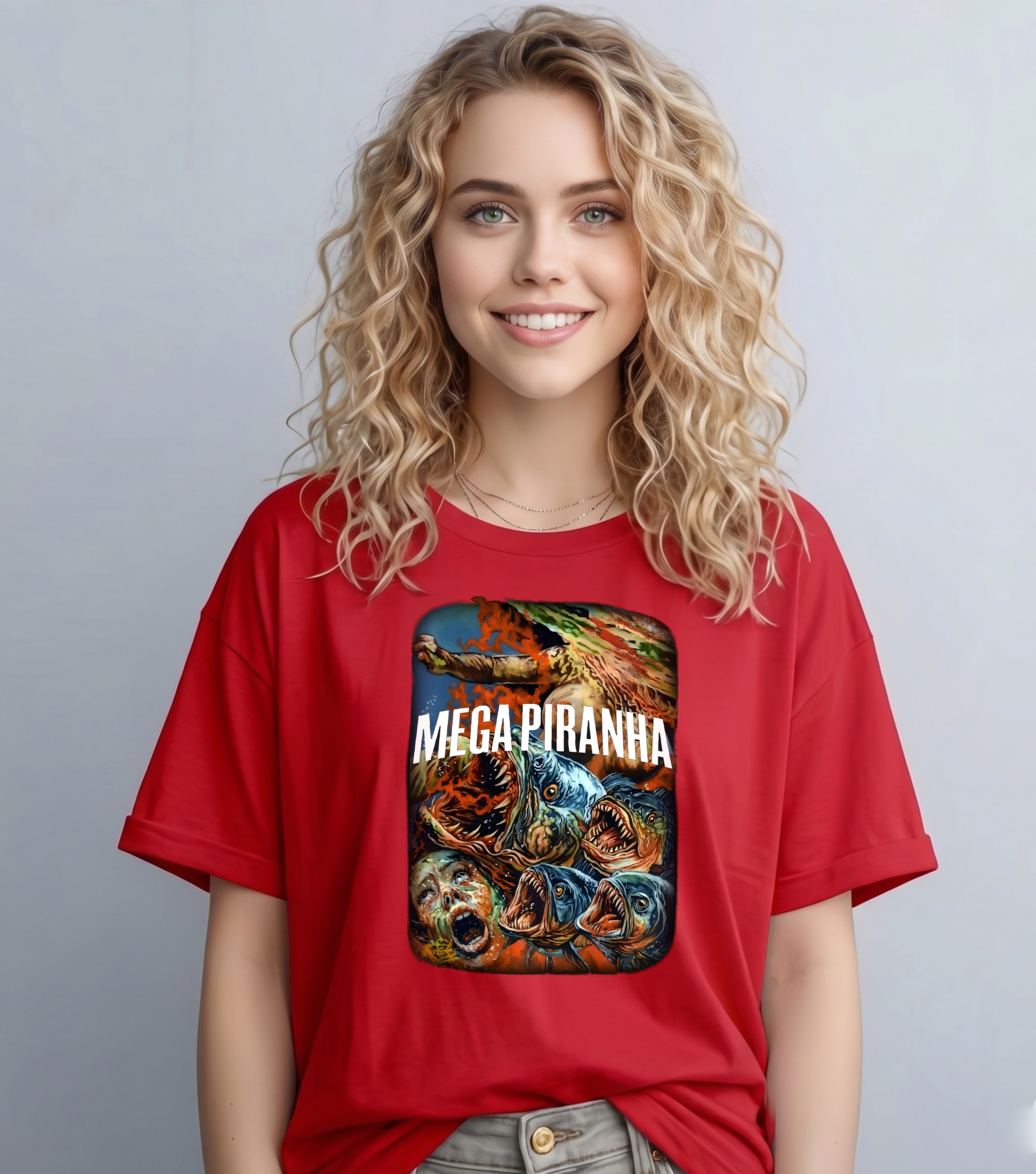 Horror B-Movie T-Shirt - Mega Piranha- Sizes S - 5XL - Gore Terror-TH82089