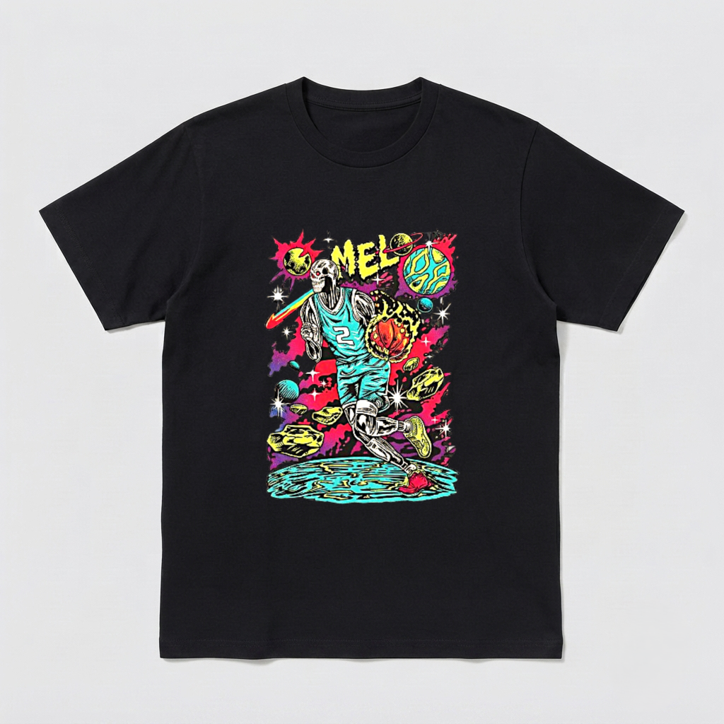 Psychedelic Skull Basketball Shirt Trippy Galaxy Graphic Tee Retro Streetwear