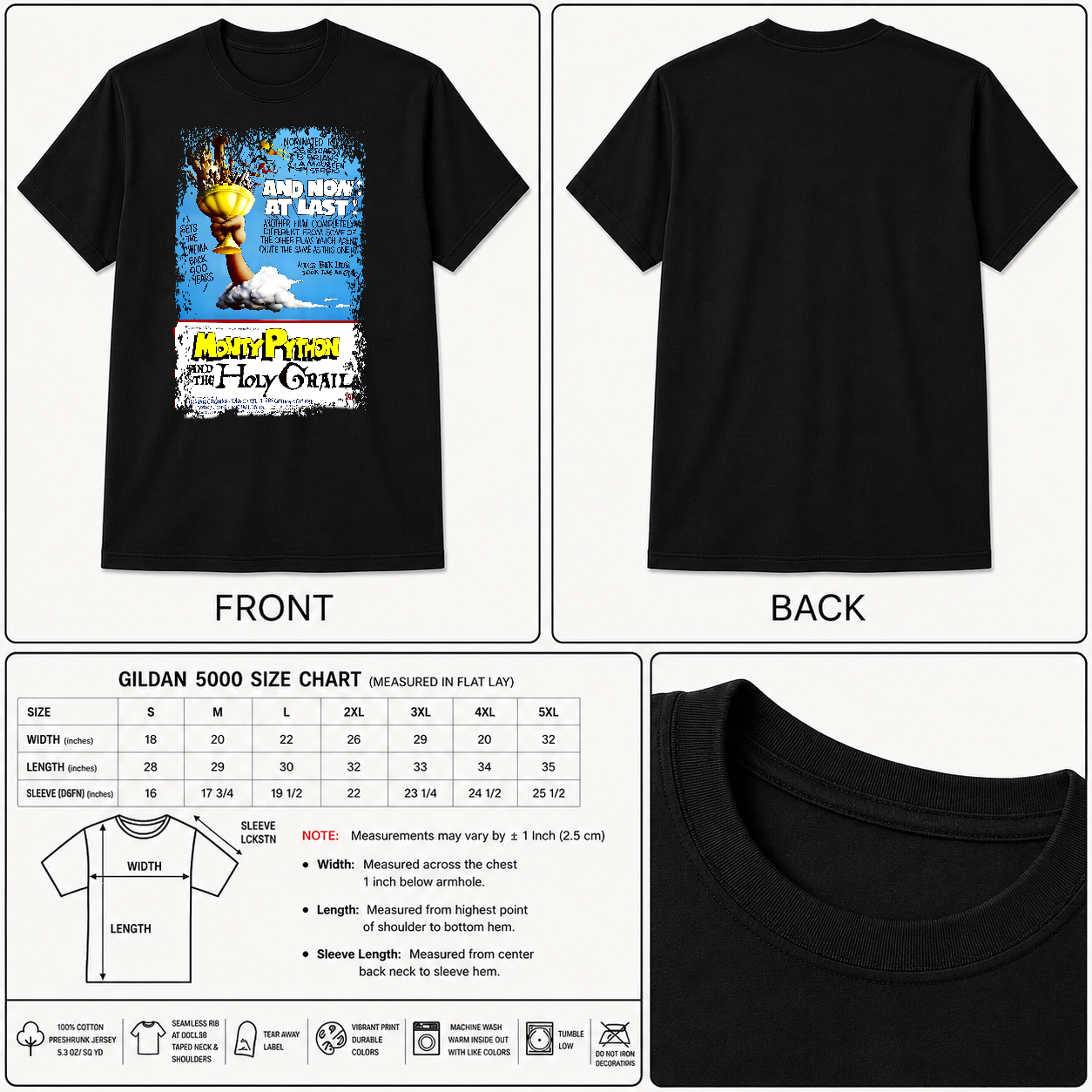 Monty Python & the Holy Grail - Movie Poster Inspired Unisex Black Shirt