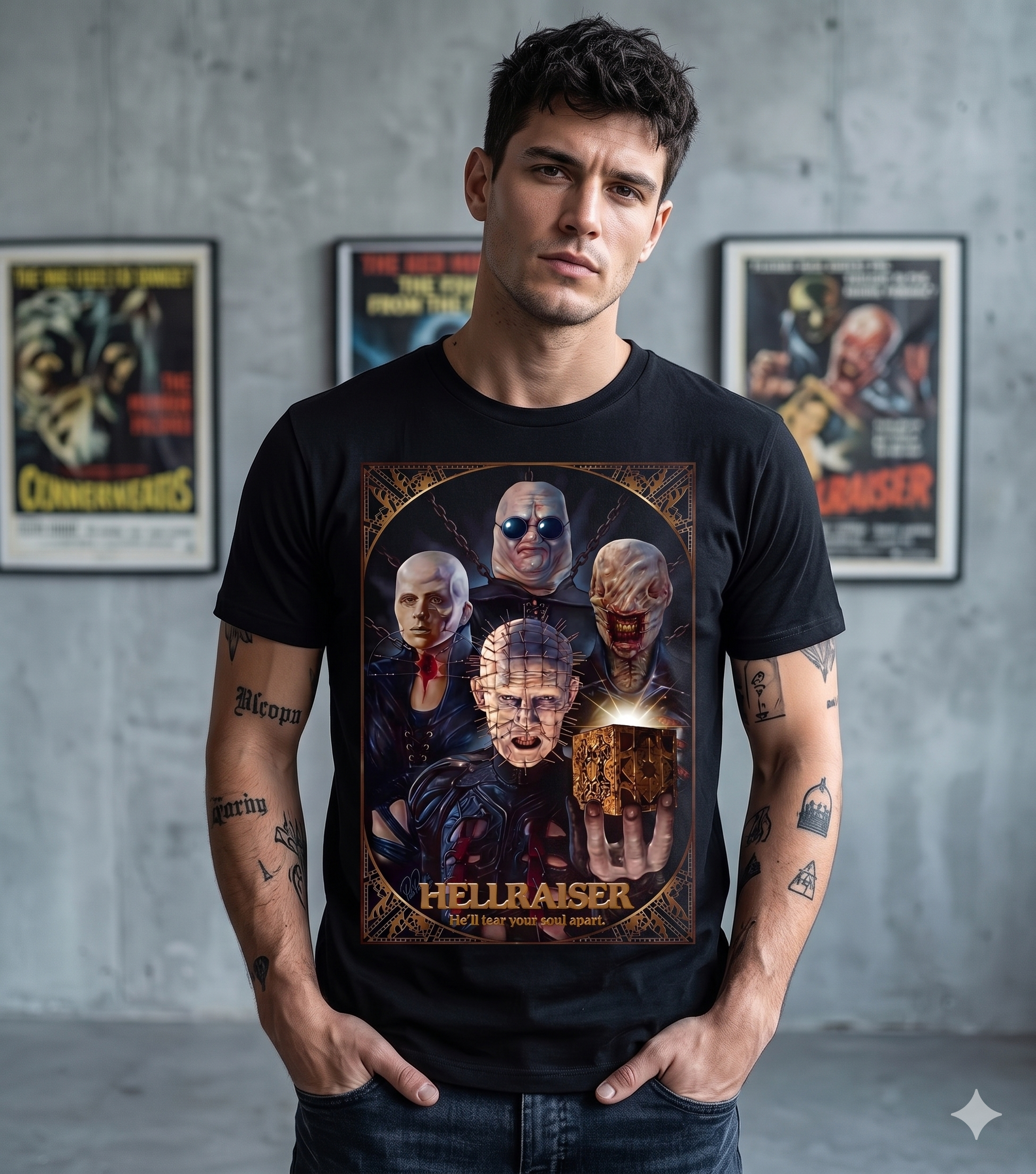 Hellraiser and the Cenobites T-Shirt, Horror Movie Graphic Tee, Halloween Shirt-TH82026