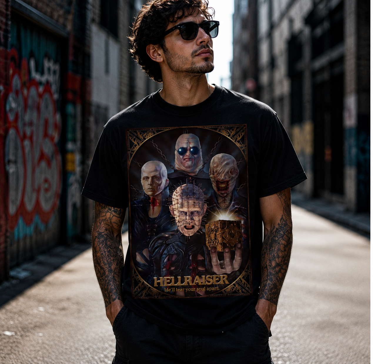 Hellraiser and the Cenobites T-Shirt, Horror Movie Graphic Tee, Halloween Shirt-TH82026