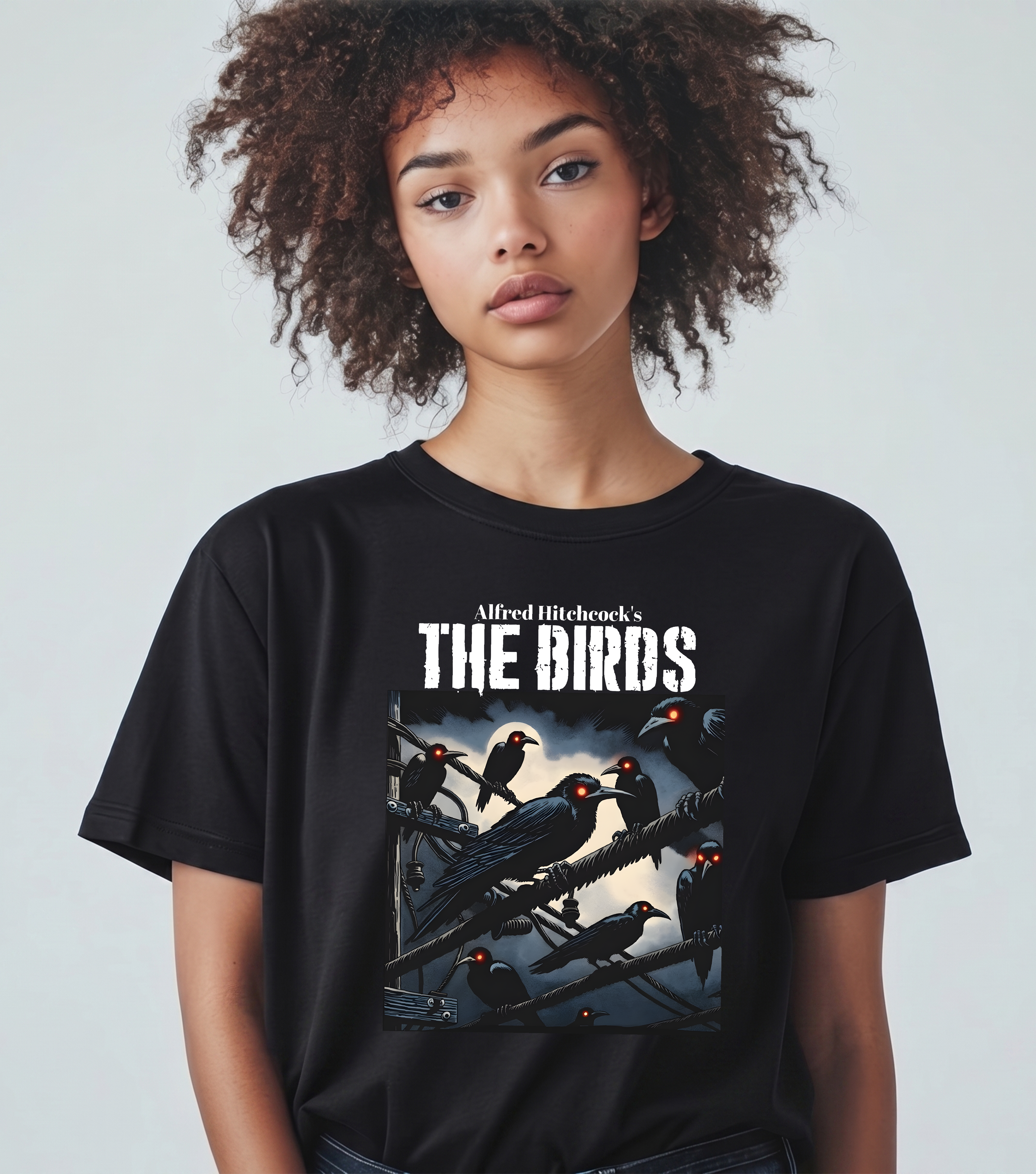 The Birds T Shirt - 60's Alfred Hitchcock Horror Classic Graphic Art Tee - New-TH82090