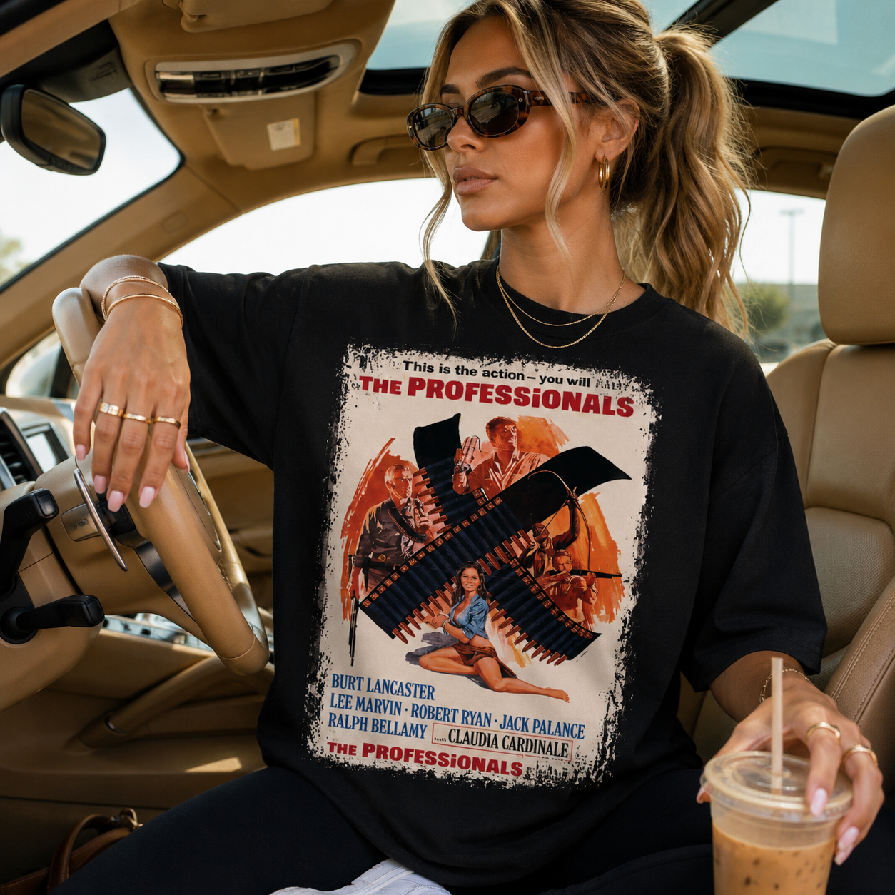 The Professionals - Western Movie Poster inspired Unisex Black Shirt