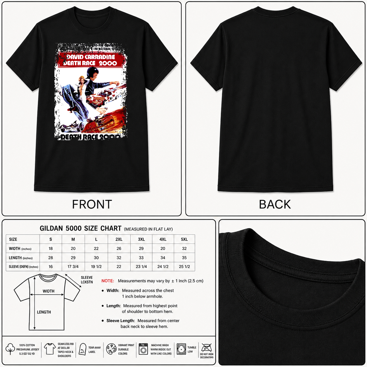 Death Race 2000 - Movie Poster Inspired Unisex Black Shirt