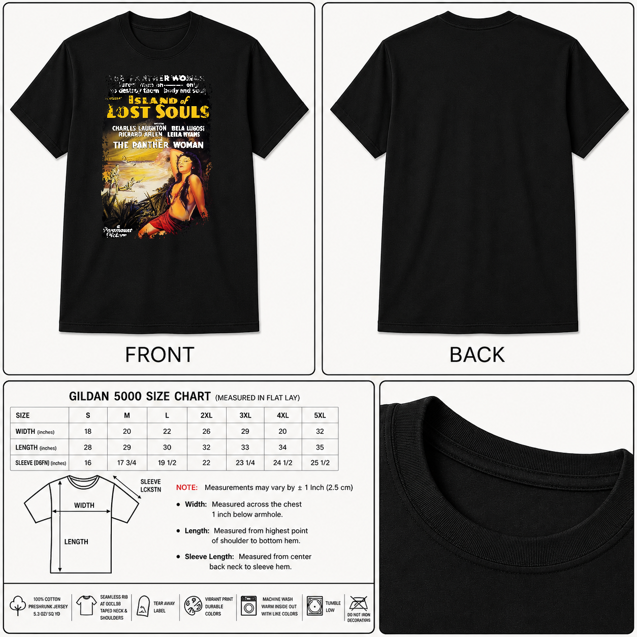The Island of Lost Souls (1932) - Movie Poster inspired Unisex Black Shirt
