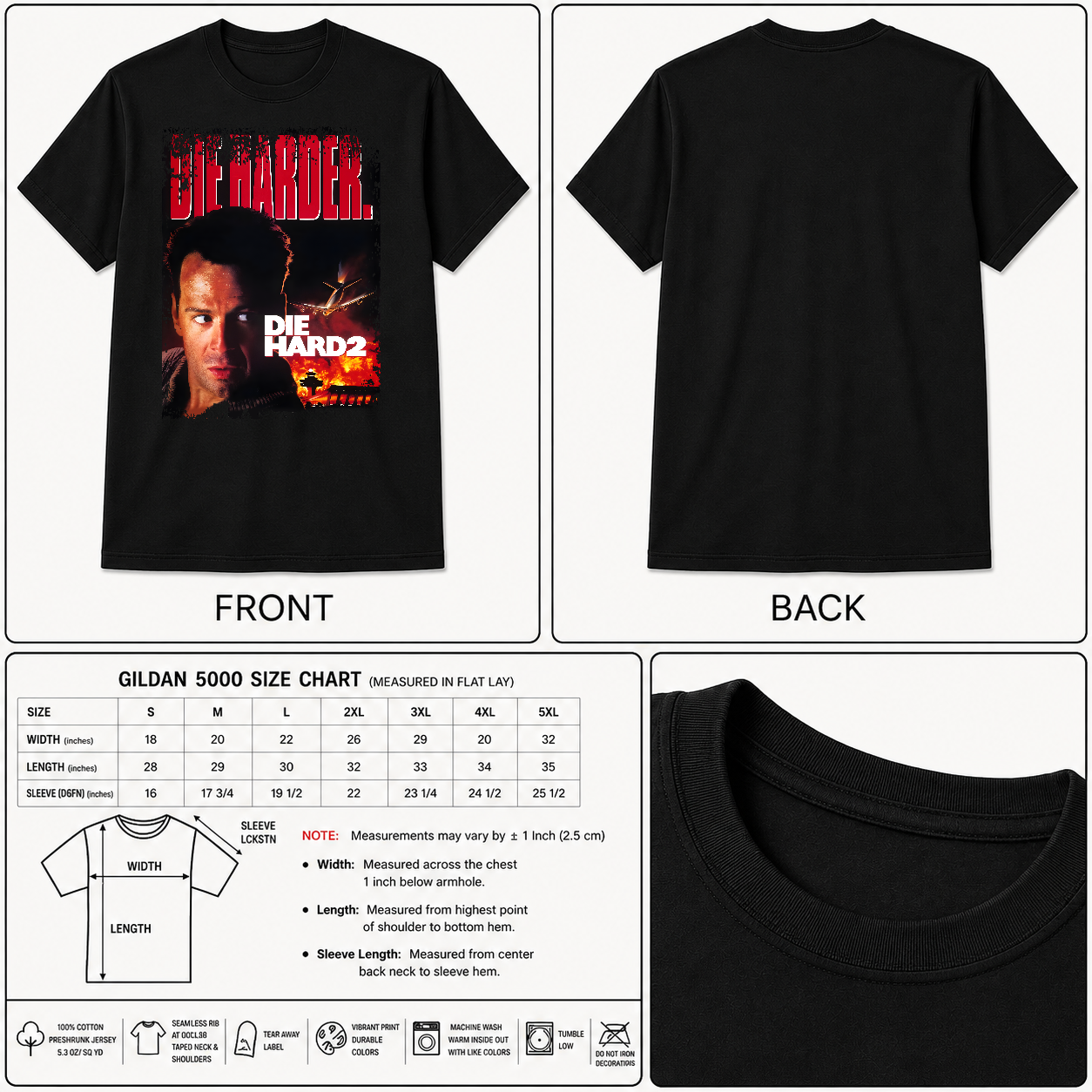 Die Hard 2 - Movie Poster inspired Unisex Black Shirt