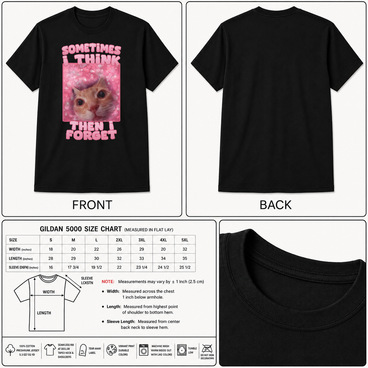 Sometimes i think then forget Funny Cat Meme Tee Shirt, Cats Lover Gift,Gifts, Weird Tee, Unhinged Shirts, Inappropriate T-shirt