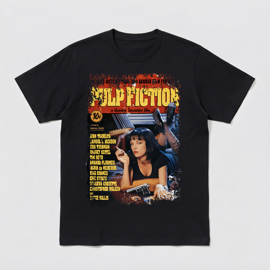 Pulp Fiction - Movie Poster Inspired Unisex Black Shirt - HQ