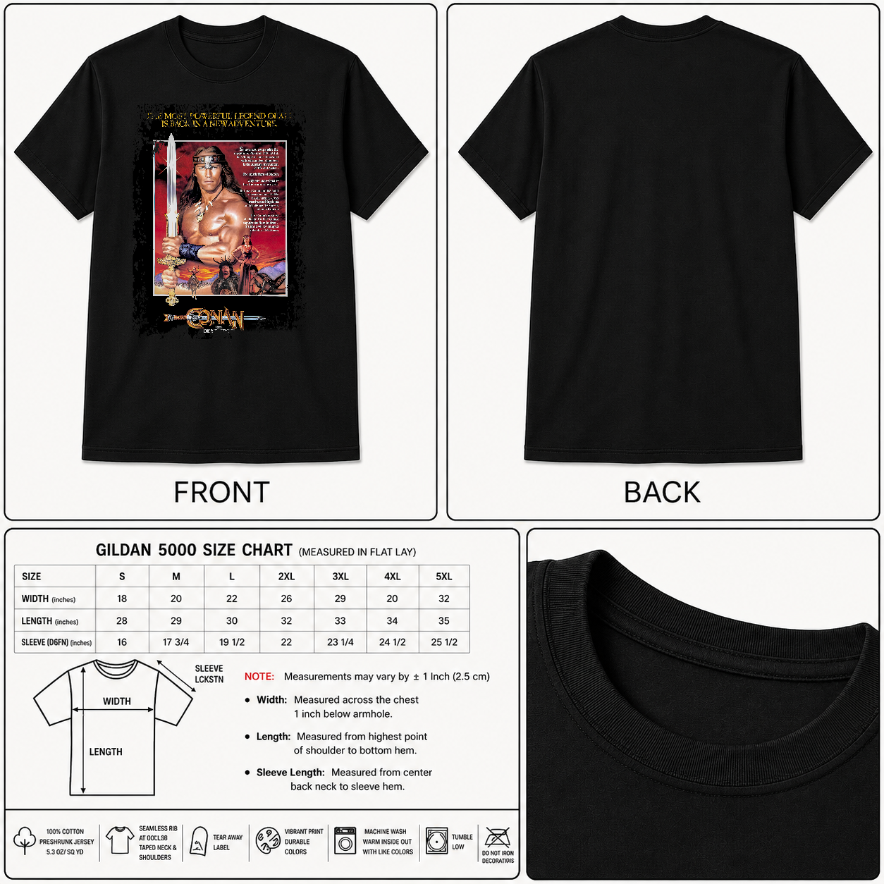 Conan The Destroyer - Movie Poster Inspired Unisex Black T-Shirt - HQ