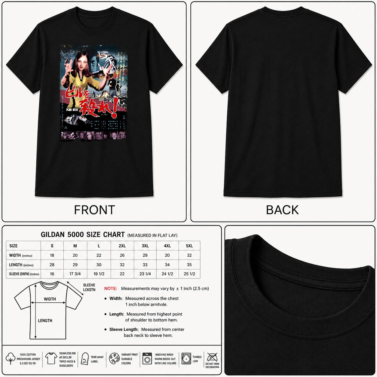 Kill Bill Vol.1 - Japanese Movie Poster Inspired Unisex Black Shirt