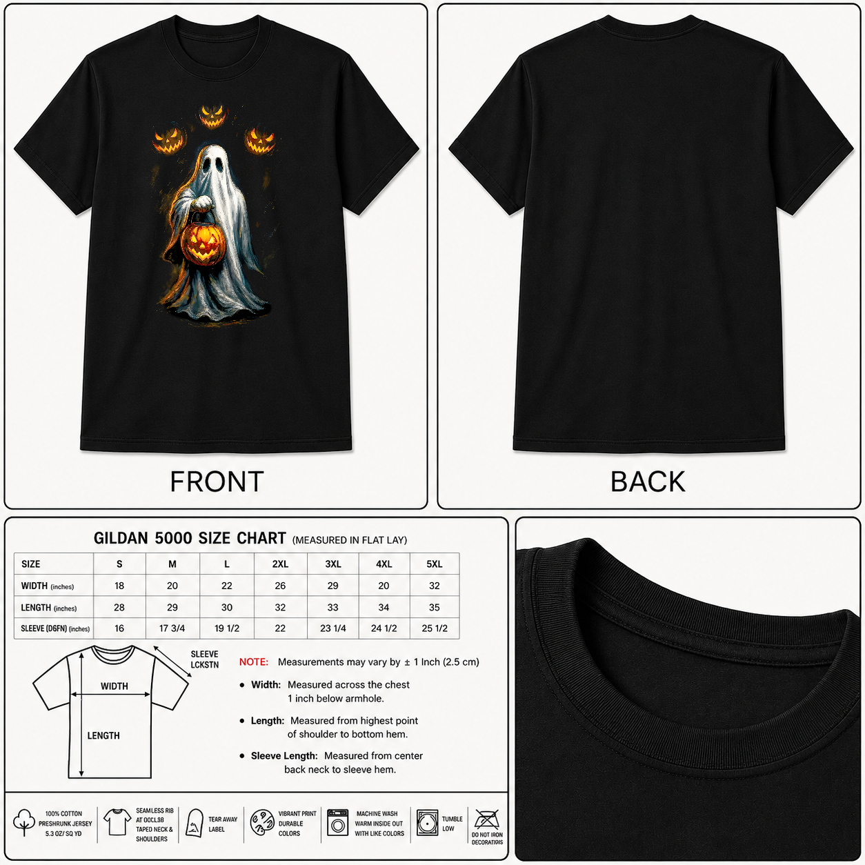 Inspired by Spooky Sheet Ghost Unisex Black Shirt