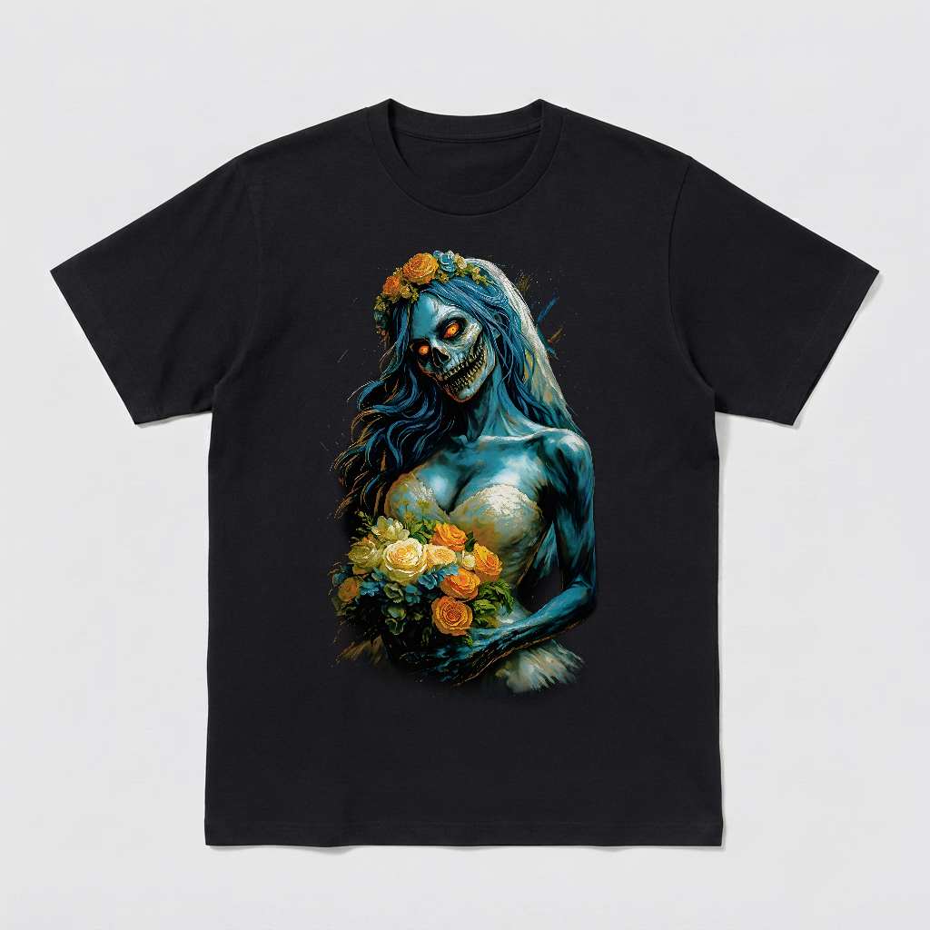 Inspired by Corpse Bride – Zombie Bride Dark Art Unisex Black Shirt