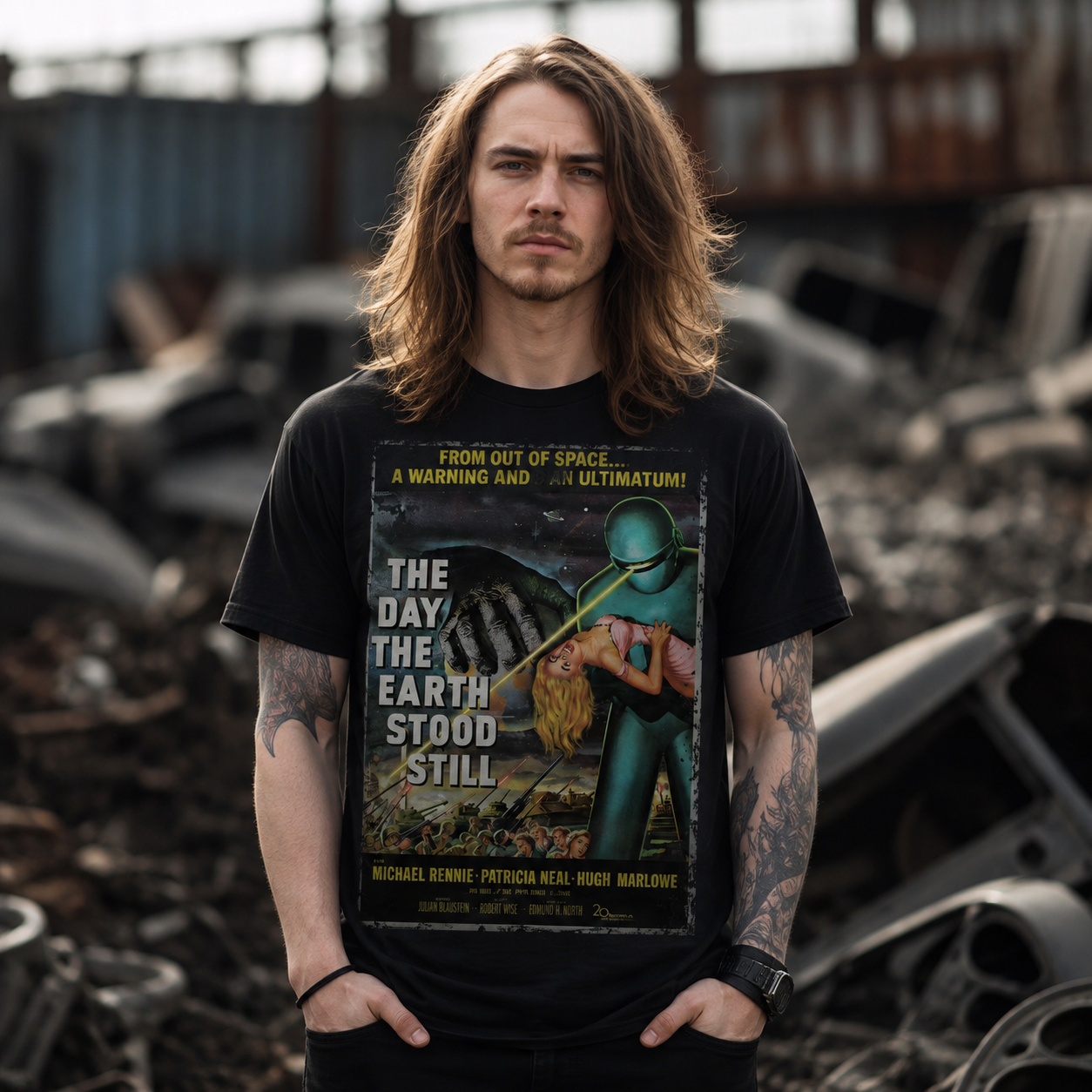 The Day the Earth Stood Still (1951) -Movie Poster inspired Unisex Black Shirt