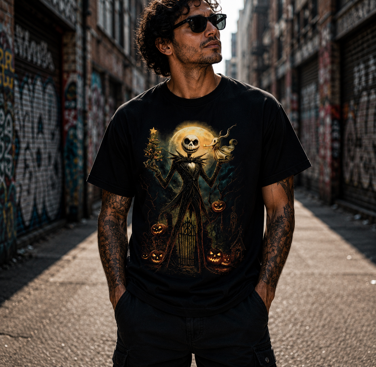 Nightmare Before Christmas Inspired Dark Art Unisex Black Shirt