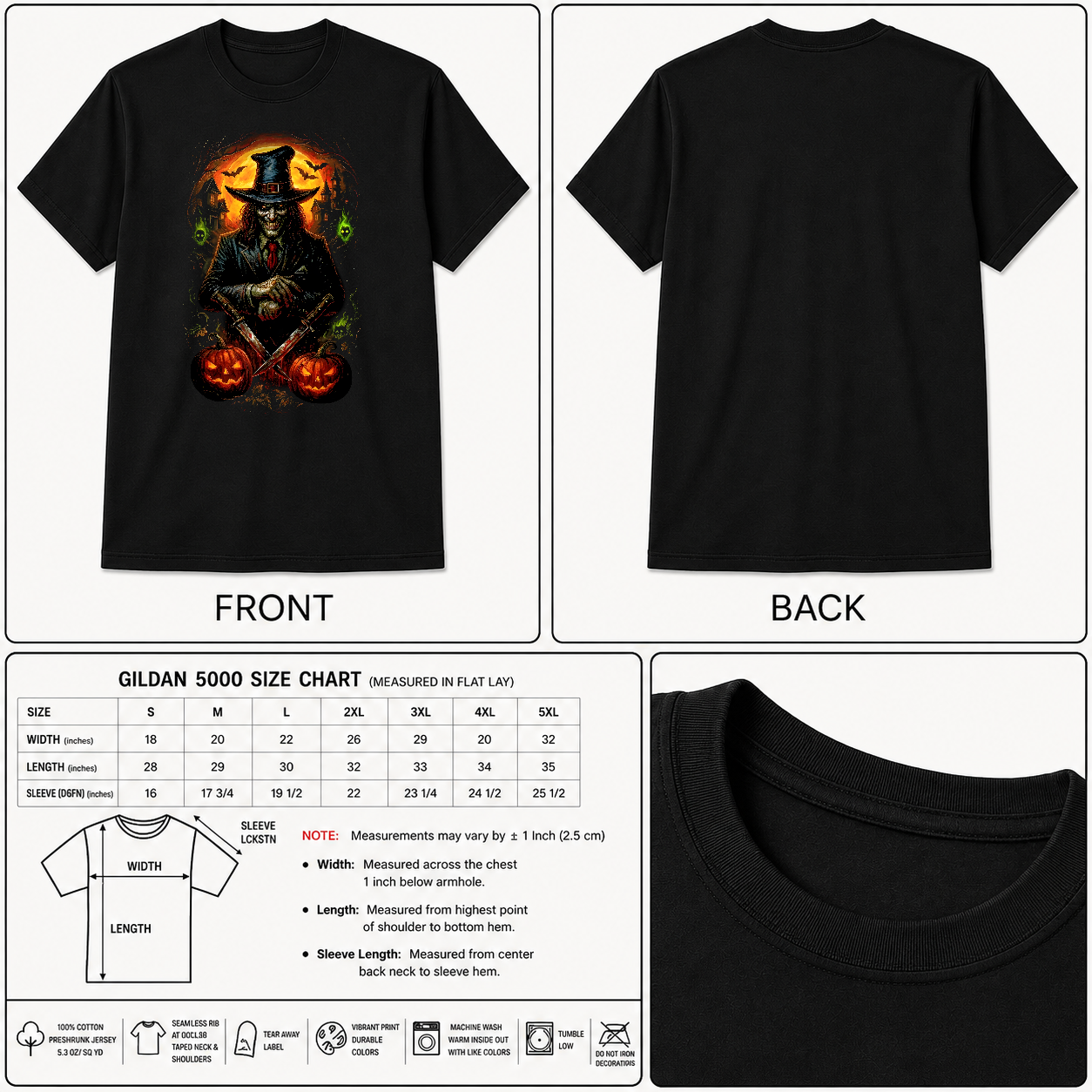 Witch Warlock Halloween Dark Horror Art Unisex Black Shirt