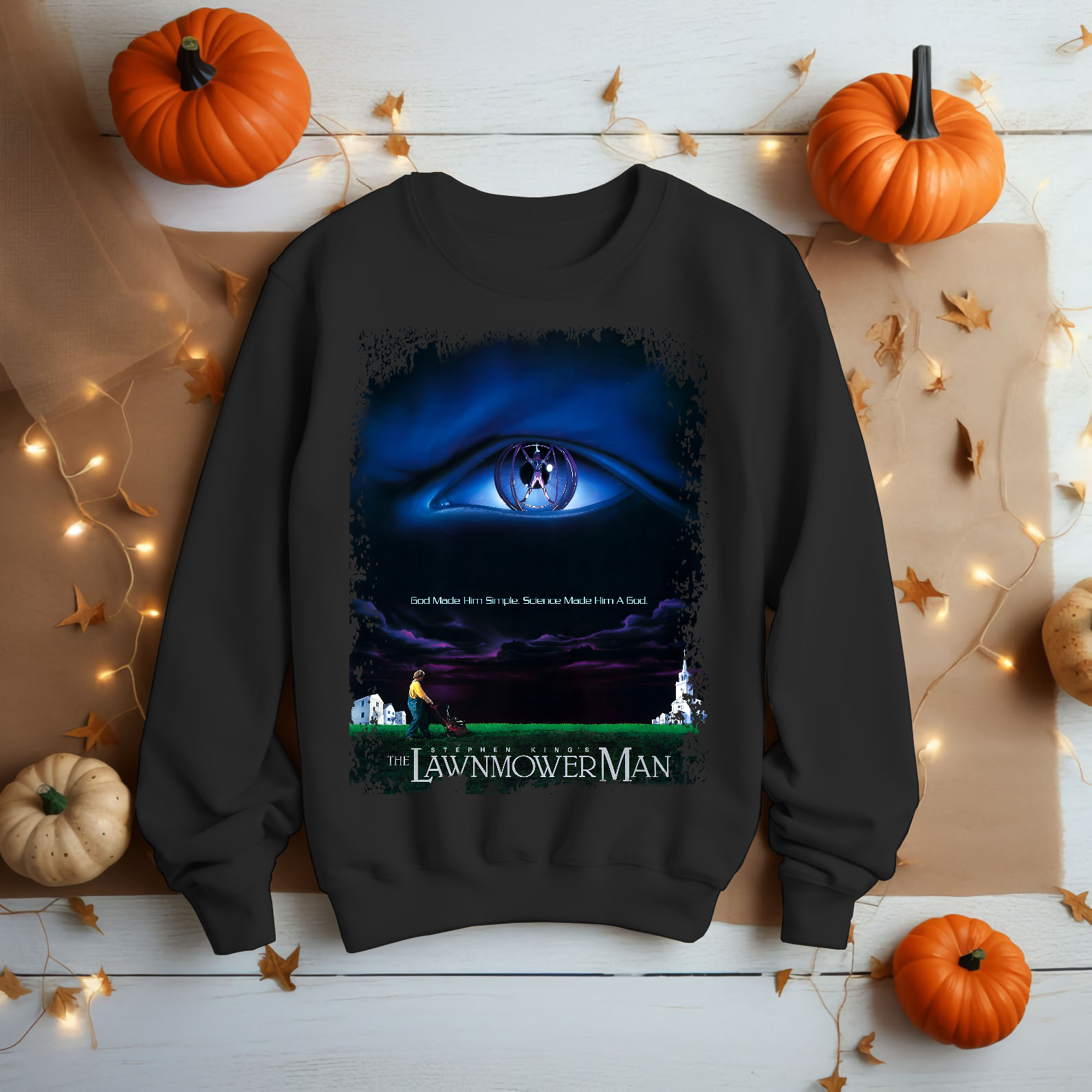 The Lawnmower Man - Movie Poster inspired Unisex Black T-Shirt - HQ