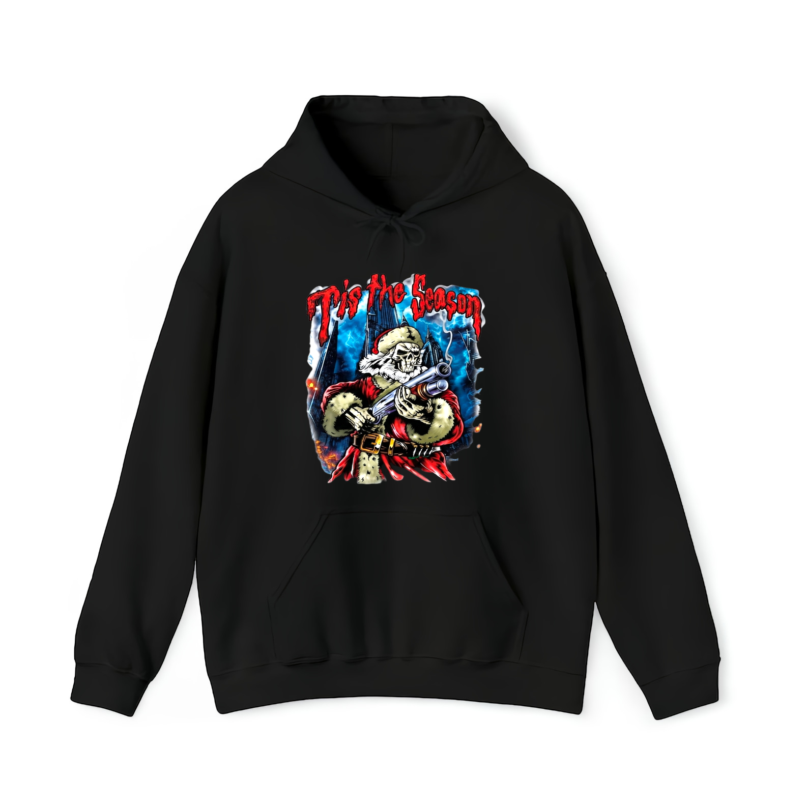 Edgy Bad Santa Skull Shirt Tactical Christmas Holiday Slasher Graphic Tee