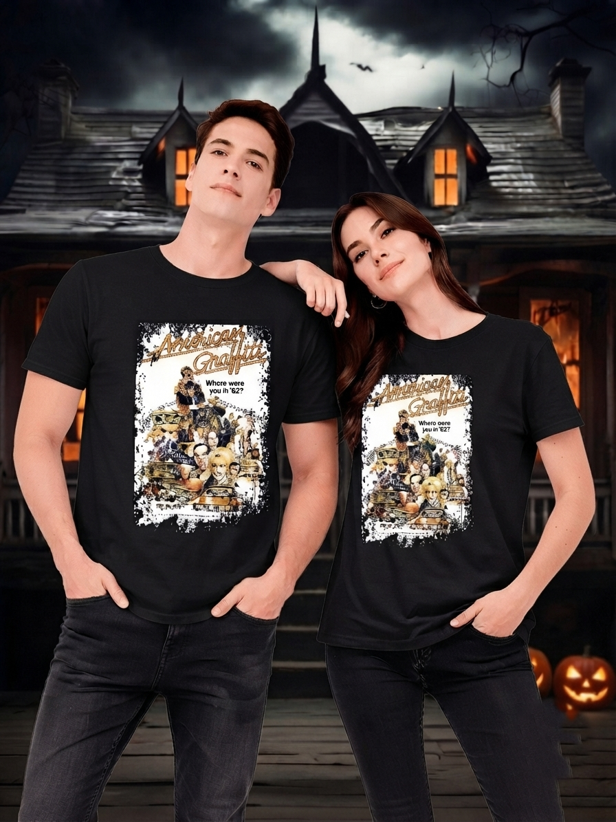 American Graffiti - Movie Poster Inspired Unisex Black T-Shirt - HQ3