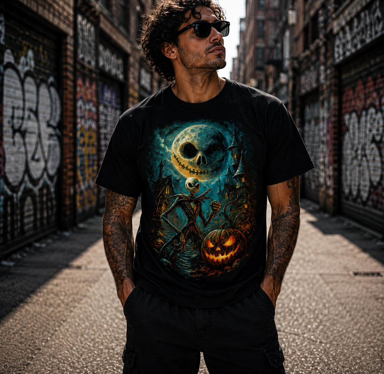 Nightmare Before Christmas Inspired Dark Horror Art Unisex Black Shirt