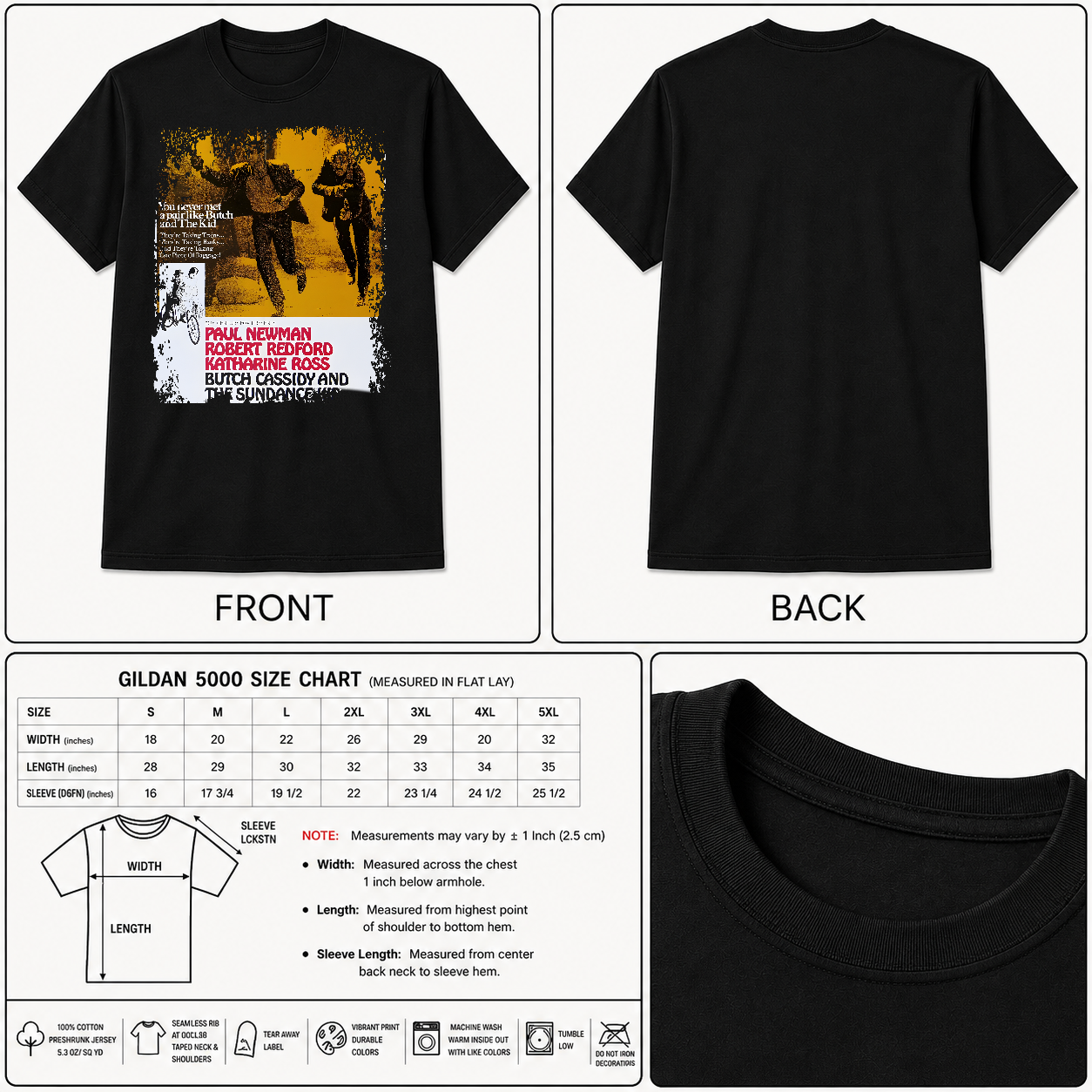 Butch Cassidy & The Sundance Kid - Western Movie Poster Unisex Black Shirt