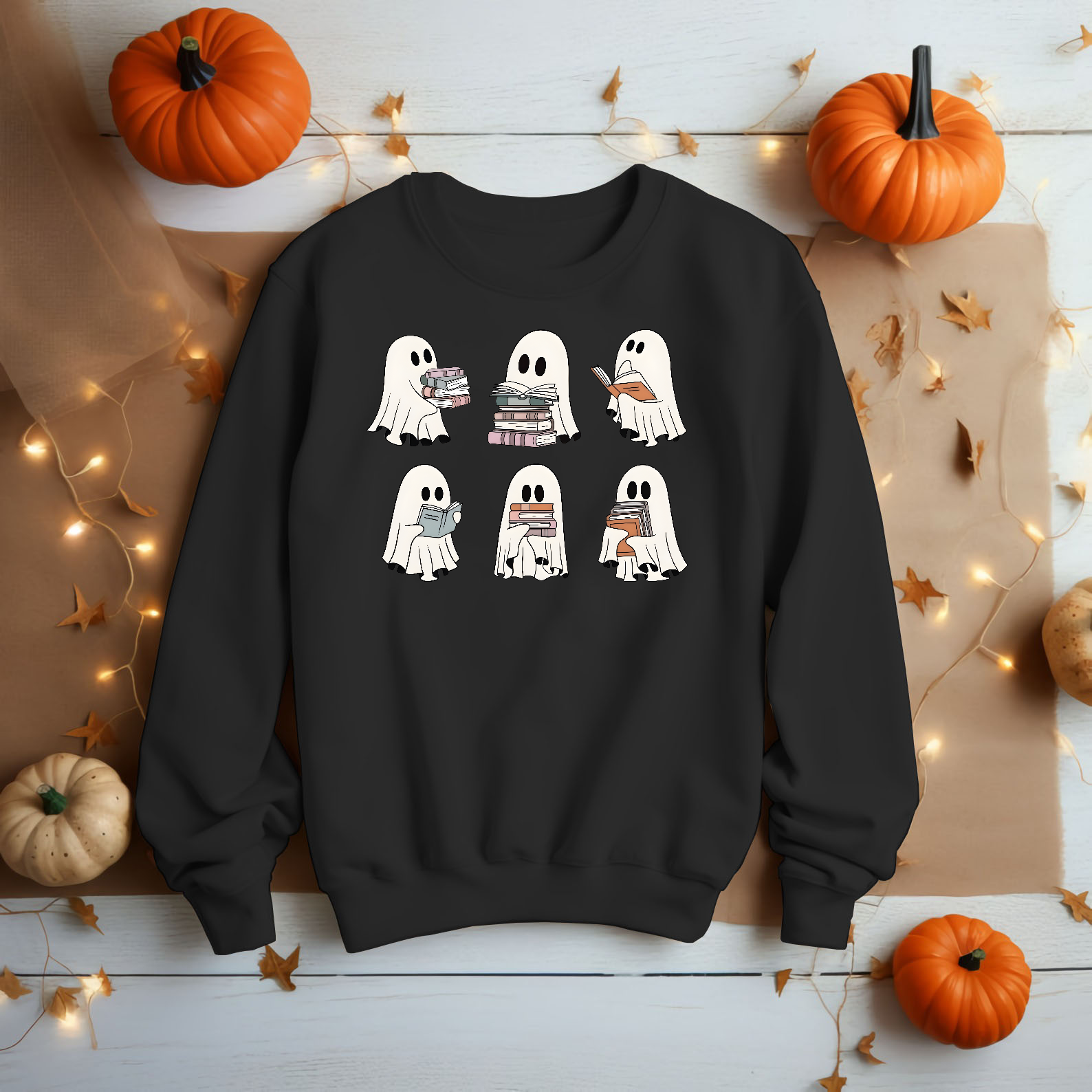 Ghost Reading Books Shirt, Halloween Teacher Gift, Ghost Reading Book Sweater, Spooky Season Trendy Shirt, Halloween Ghost