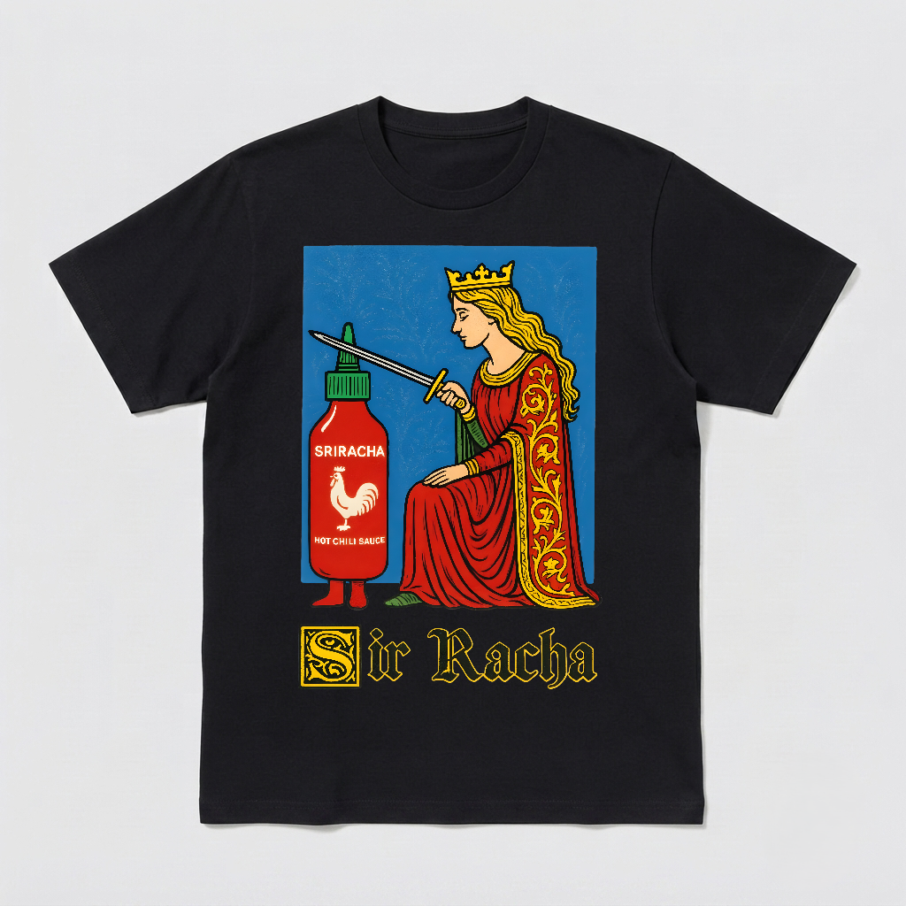 Sir Racha Funny Knight Meme Shirt,Sir Loin Edgy Dark Humor Tshirt for Men Women,Vintage Sriracha Top,Gen Z Humor Shirt,Sarcastic Tee