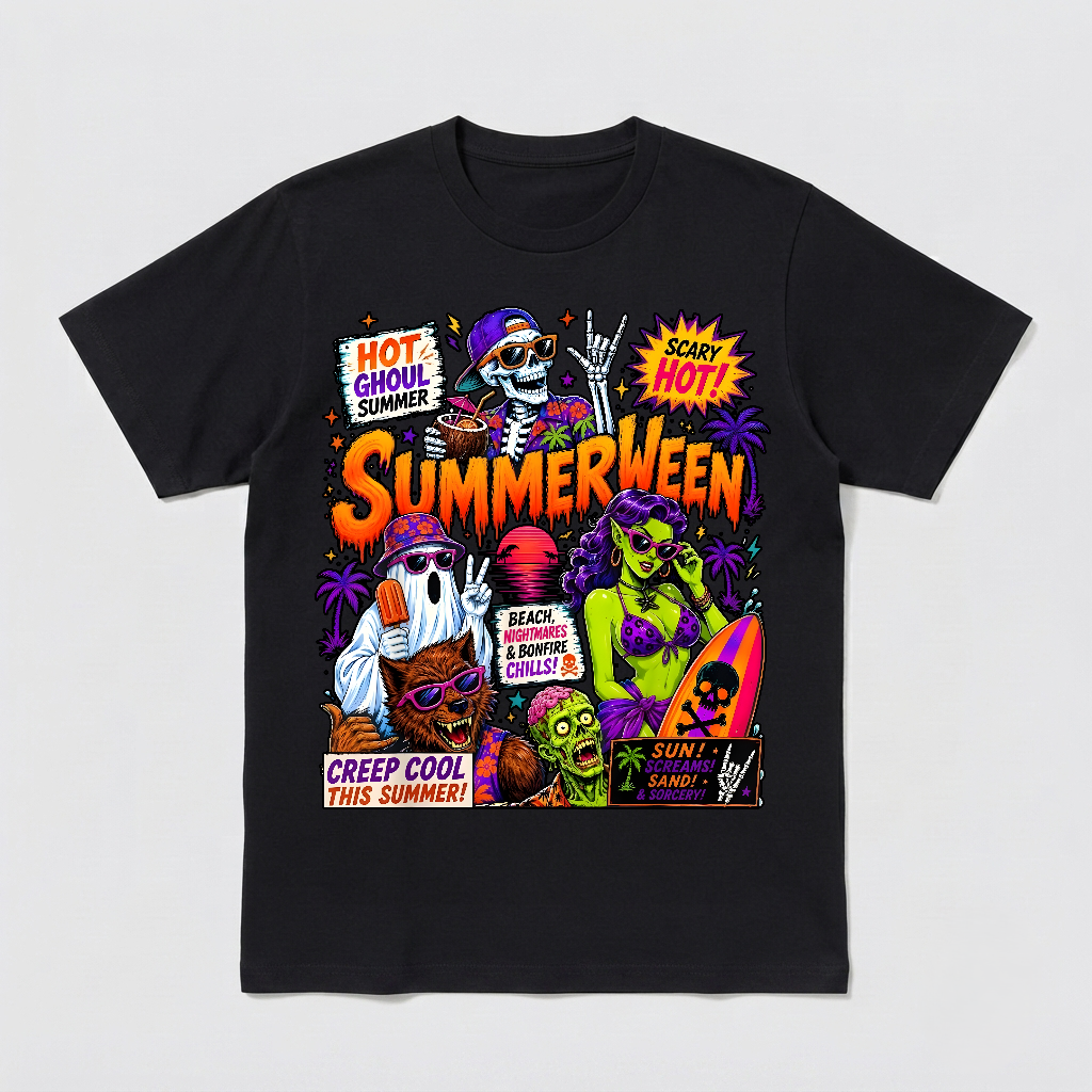 Spooky Summerween, Funny Ghost Skeleton Halloween Summer T-Shirt-TH82091