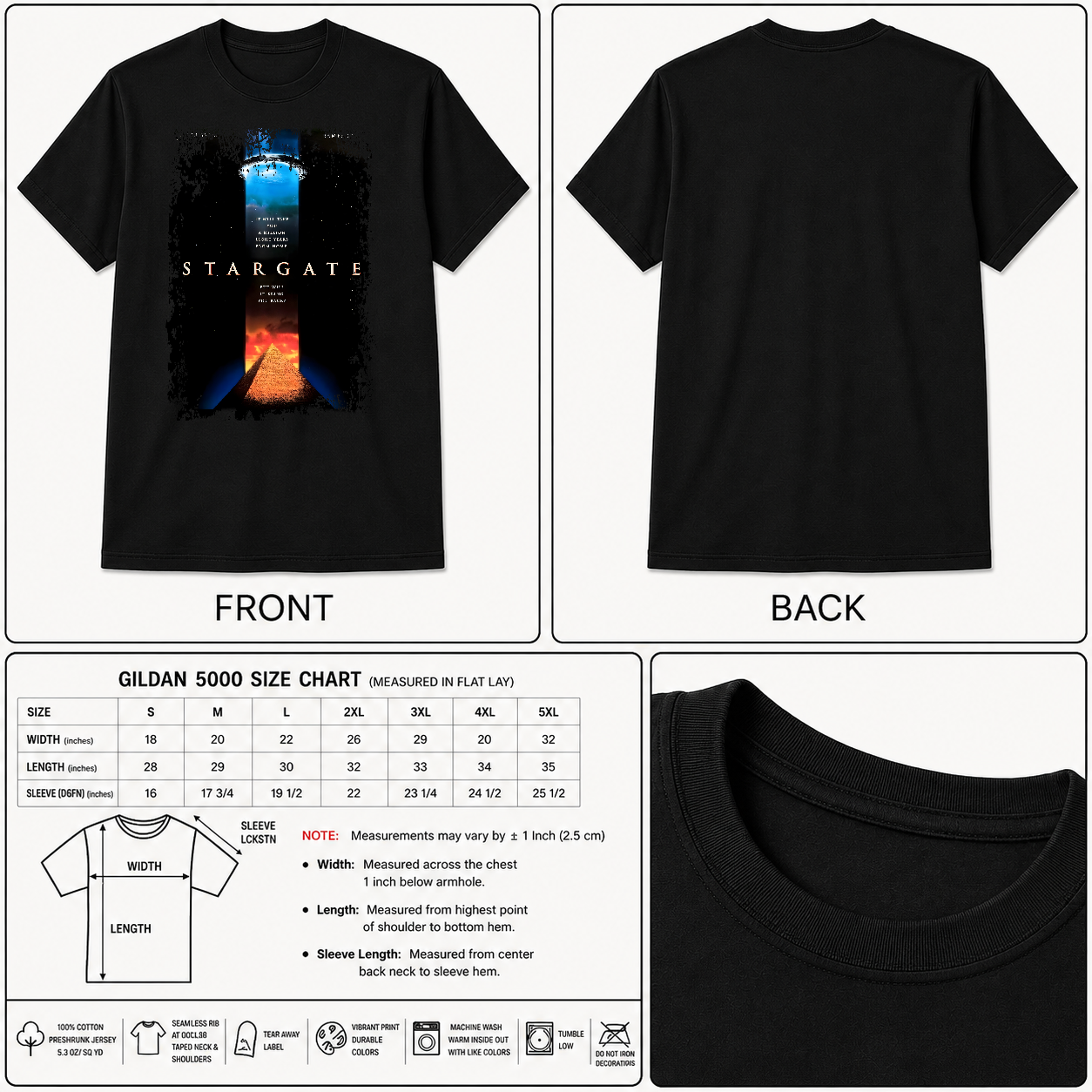 Stargate - Movie Poster inspired Unisex Black Shirt - HQ