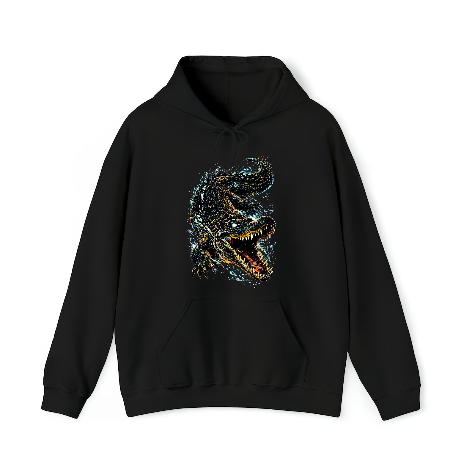 Crocodile Water Splash Alligator Attack Graphic Unisex Black Shirt